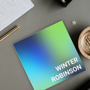 Modern holographic blue green turquoise square business card