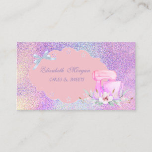 Modern, Holographic Cake Mixer Bakery  Business Card