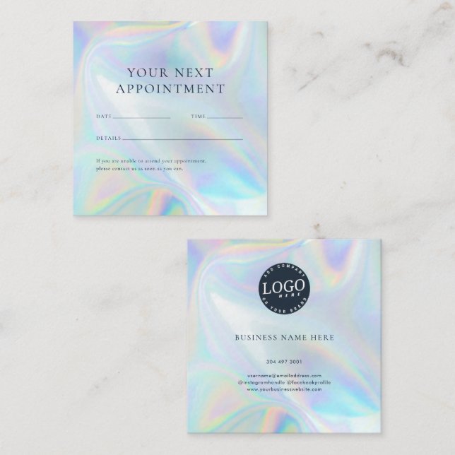 Modern Holographic Company Logo Customer Appointment Card (Front/Back)