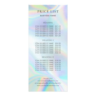 Modern Holographic Company Logo Service Price List Rack Card