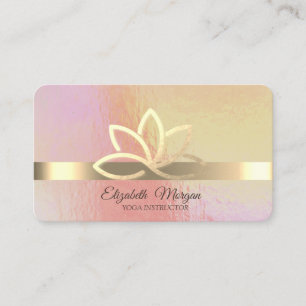 Modern Holographic,Gold Stripe,Gold Lotus   Business Card