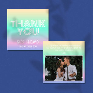 Modern Holographic Gradient Photo Wedding Thank You Card