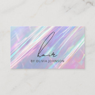 Modern Holographic Hair Stylist Business Card