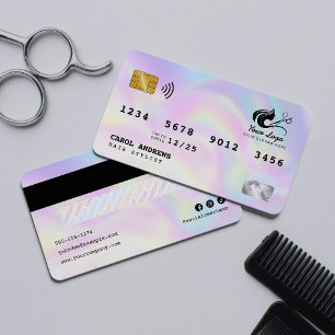 Modern Holographic Hair Stylist Credit Card Styled