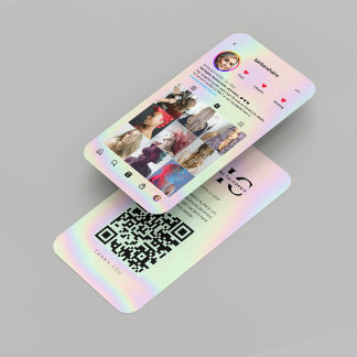 Modern Holographic Hairstylist Hair Instagram Business Card