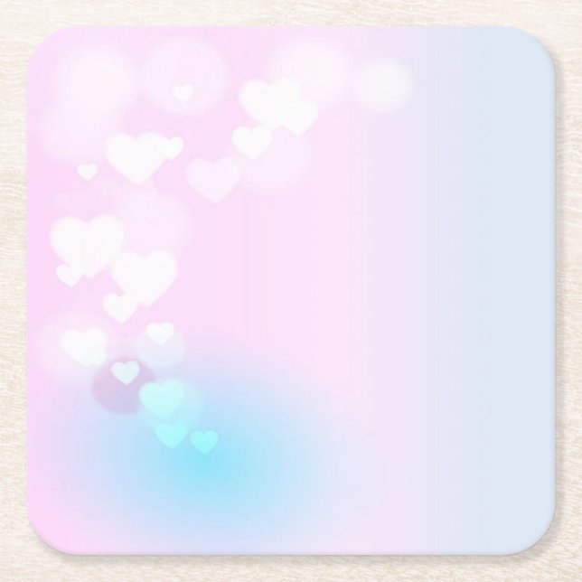 Modern Holographic Heart Square Paper Coaster (Front)
