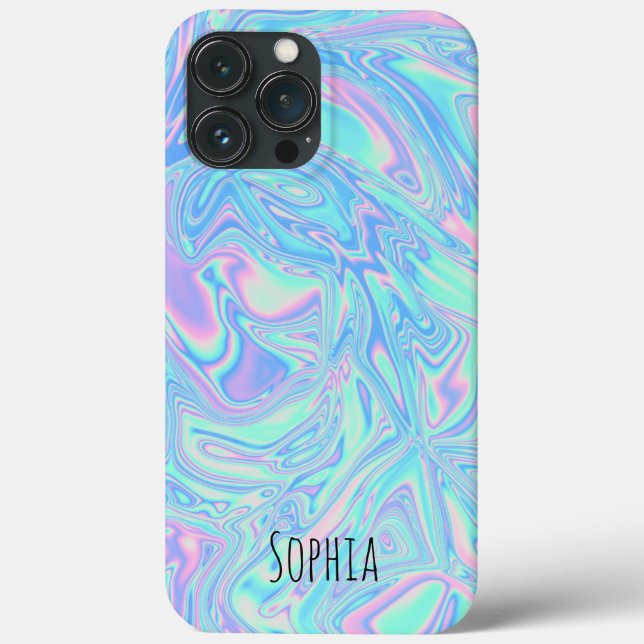 Modern Holographic Iridescent Personalised  Case-Mate iPhone Case (Back)