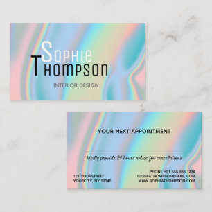 Modern Holographic Liquid Marble Appointment Card
