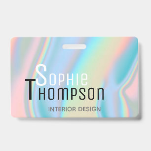 Modern Holographic Liquid Marble ID Badge
