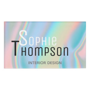 Modern Holographic Liquid Marble Name Tag