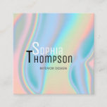 Modern Holographic Liquid Marble Square Business Card<br><div class="desc">Professional holographic liquid marble illustration in rainbow pastel shades; your name and text written with trendy typography letters. Does not contain a real hologram.</div>