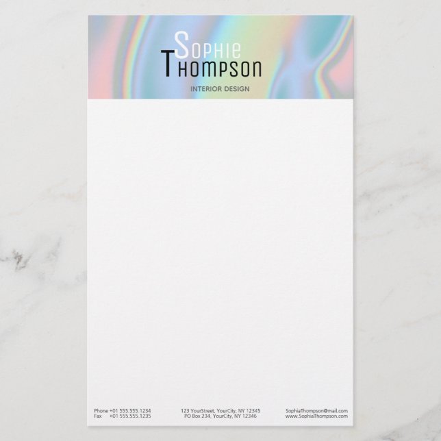 Modern Holographic Liquid Marble Stationery (Front)
