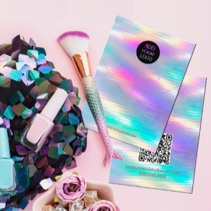Modern Holographic Logo QR Code necklace earrings Business Card