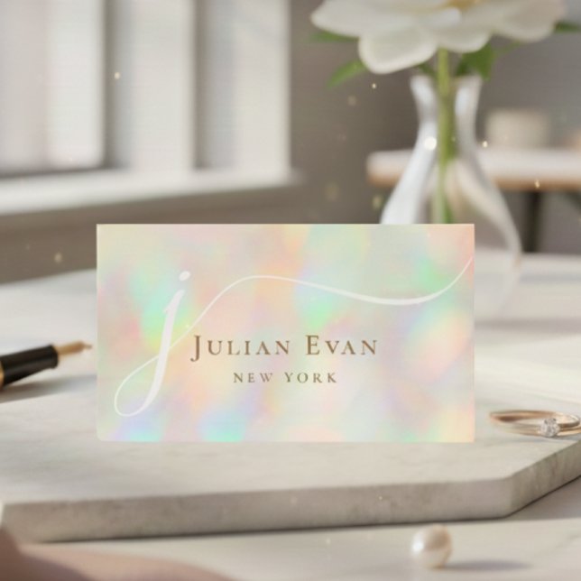 Modern Holographic Luxe Script Aura Business Card (Modern Holographic Luxe Script Aura Business Card)