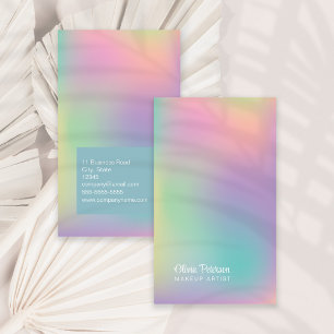 Modern Holographic Makeup Artist Business Card