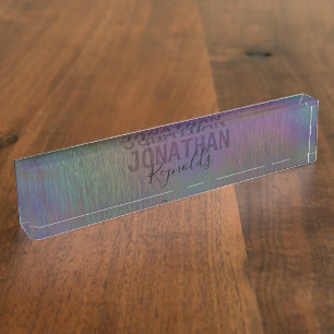 Modern Holographic Metal Name - Desk Nameplate