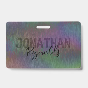Modern Holographic Metal Name Monogram - Badge ID Badge