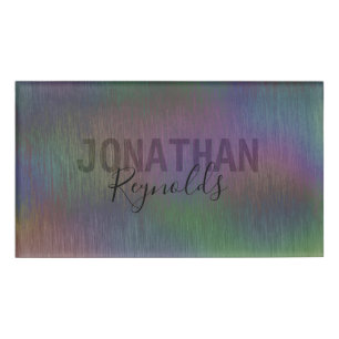 Modern Holographic Metal Name Monogram - Name Tag