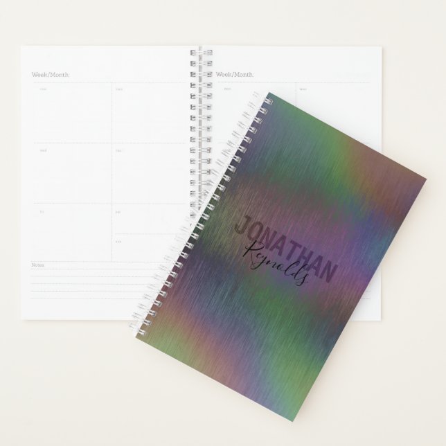Modern Holographic Metal Name Monogram - Planner (Display)