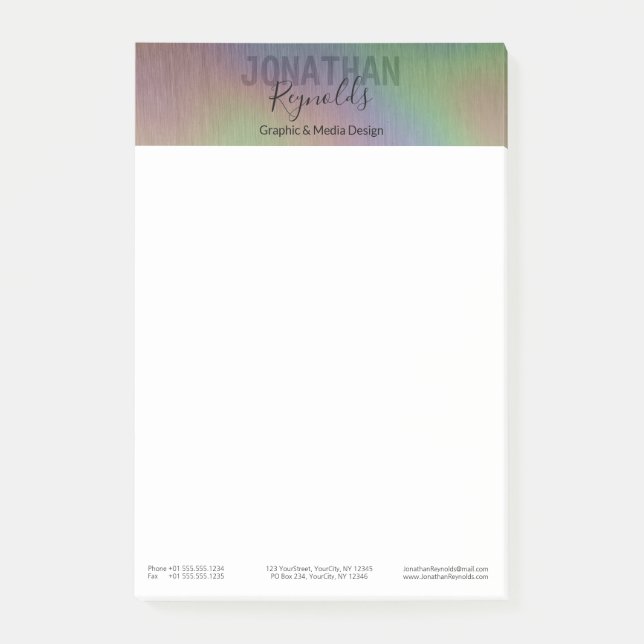 Modern Holographic Metal Name - Post-it® Notes (Front)
