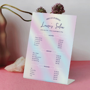 Modern Holographic Nails Beauty Salon Price List Pedestal Sign