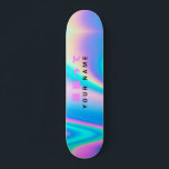 Modern Holographic Name Japanese Wave Skateboard<br><div class="desc">Easily personalise this modern and colourful skateboard with your custom name, text, good luck messages or any personalised text. The skateboard has an Holographic Rainbow Pastel Wave abstract background design with simple unicorn aesthetic and a cute japanese anime quote saying 頑張って (ganbatte), that is the best phrase you can use...</div>