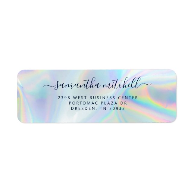 Modern Holographic Navy Personal Return Address Return Address Label (Front)