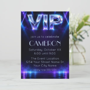Modern Holographic Neon VIP Party Invitation