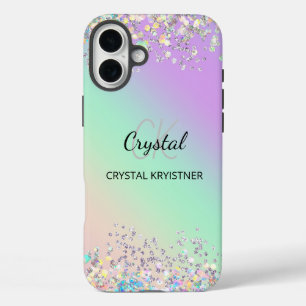 Modern Holographic Pastel Glitter  iPhone 16 Plus Case