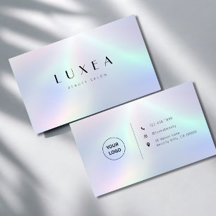 Modern holographic pastel rainbow Beauty Salon Business Card