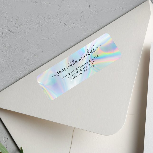 Modern Holographic Personal Return Address Return Address Label (Holographic Personalized Script Return Address Label)