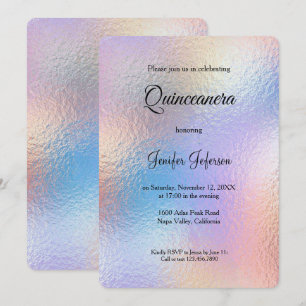 Modern holographic Quinceanera Invitation