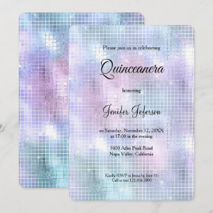 Modern holographic Quinceanera Invitation