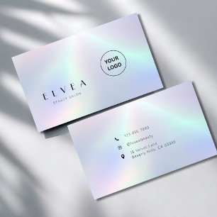Modern Holographic Rainbow Beauty Salon Business Card