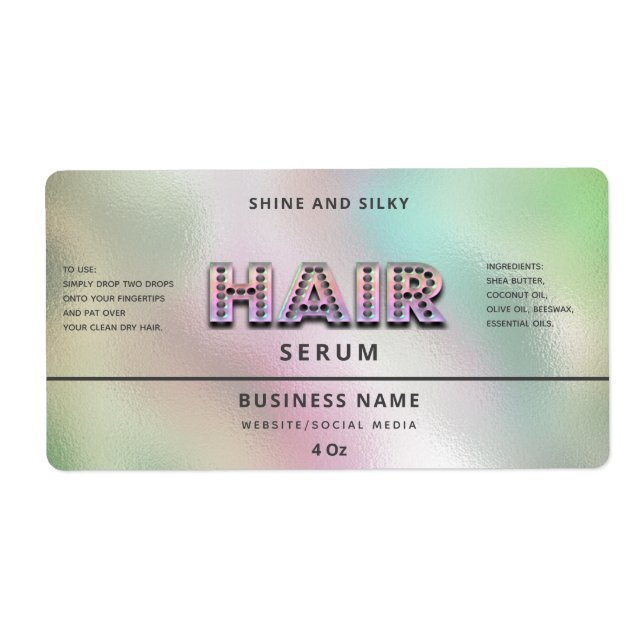 Modern holographic rainbow simple hair serum (Front)