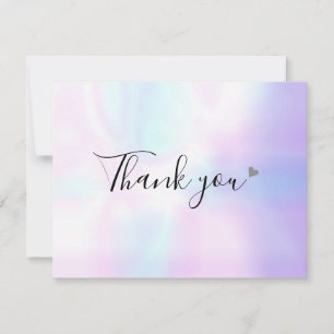 Modern Holographic Script Business Thank You Card