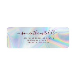Modern Holographic Script Personal Return Address Label