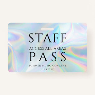 Modern Holographic Staff All Access Pass Concert ID Badge