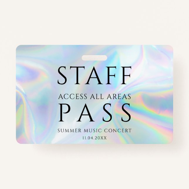 Modern Holographic Staff All Access Pass Concert ID Badge (Front)