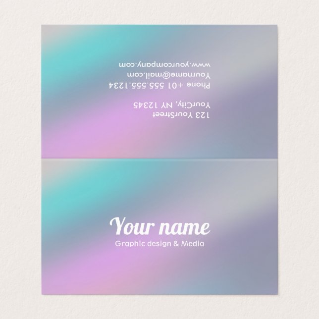 Modern Holographic Style Rainbow Pastel Customise Business Card (Outside Unfolded)