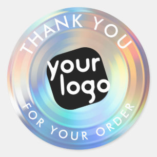 Modern Holographic Thank You For Your Order Logo Classic Round Sticker