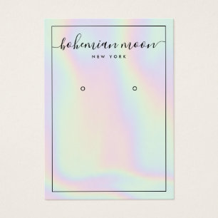 Modern holographic unicorn script earring display