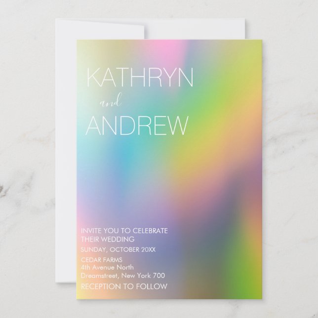 Modern Holographic Wedding Invitation (Front)
