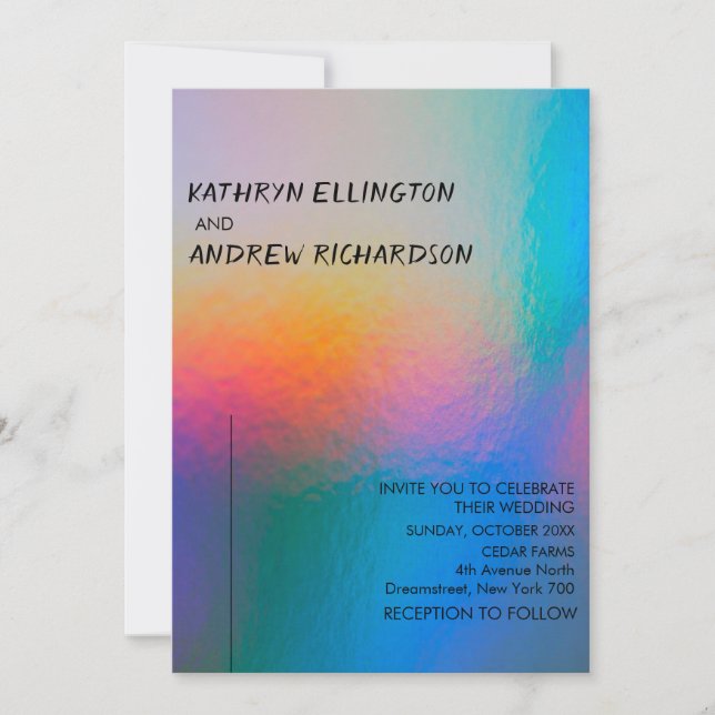 Modern Holographic Wedding Invitation (Front)