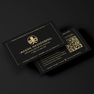 Modern Home Appliance Service Technician Black Business Card