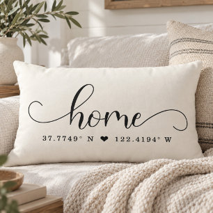 Modern HOME Chic Script Custom Coordinates Lumbar Cushion