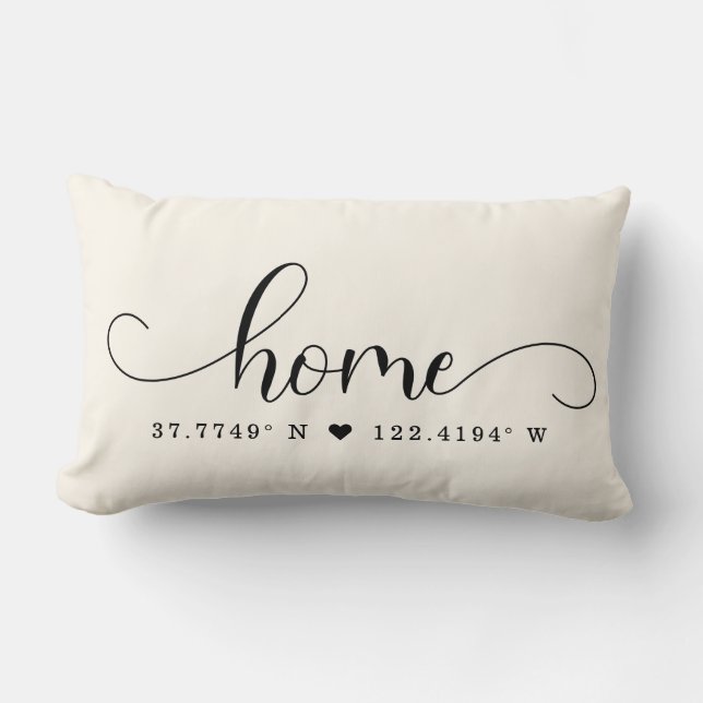 Modern HOME Chic Script Custom Coordinates Lumbar Cushion (Front)