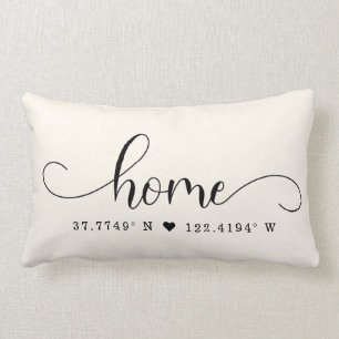 Modern HOME Chic Script Custom Coordinates Lumbar Cushion