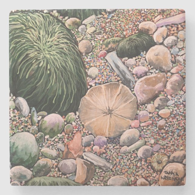 Modern Home Decor BEACH Stone Coaster (Front)