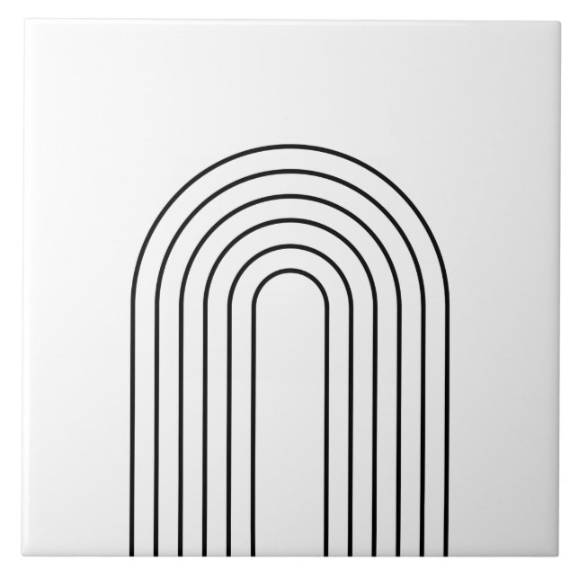 Modern home decor black and white lines abstract   ceramic tile (Front)